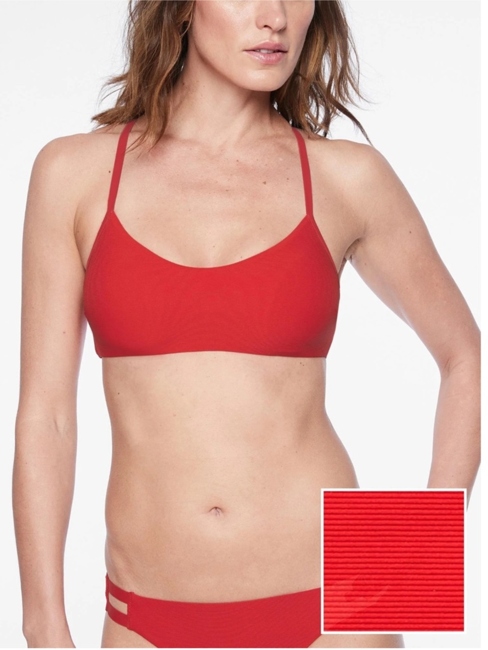 Athleta Cloudbreak Rib Strappy Bikini top M and bottoms L worn 2x Red - Picture 8 of 10